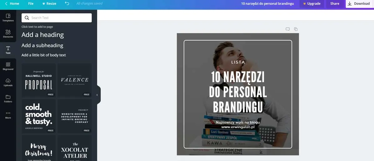 canva pomaga tworzyć atrakcyjne wizualnie posty dla Twojej społeczności